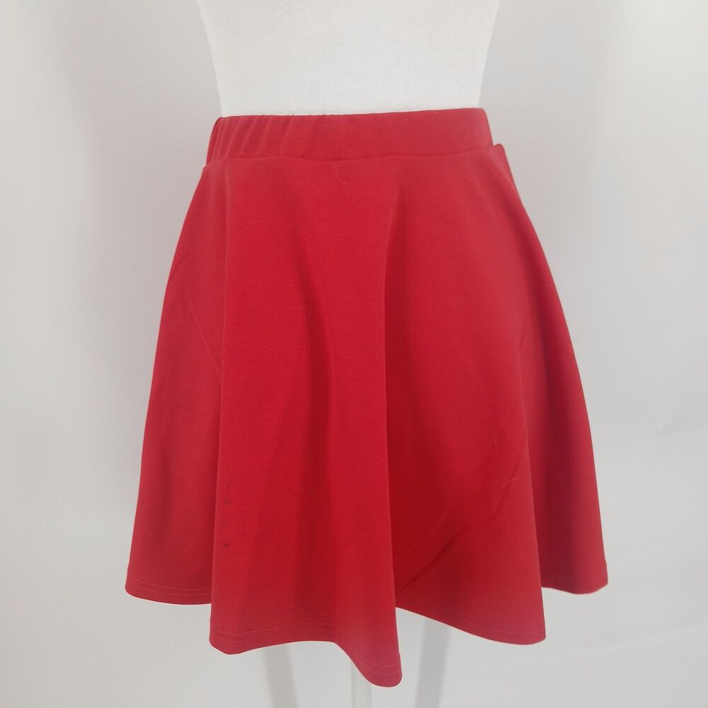 womans Red Pleated Skirt Size Medium a line mini skater skirt